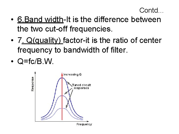 Contd… • 6. Band width-It is the difference between the two cut-off frequencies. •