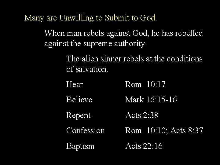 Many are Unwilling to Submit to God. When man rebels against God, he has