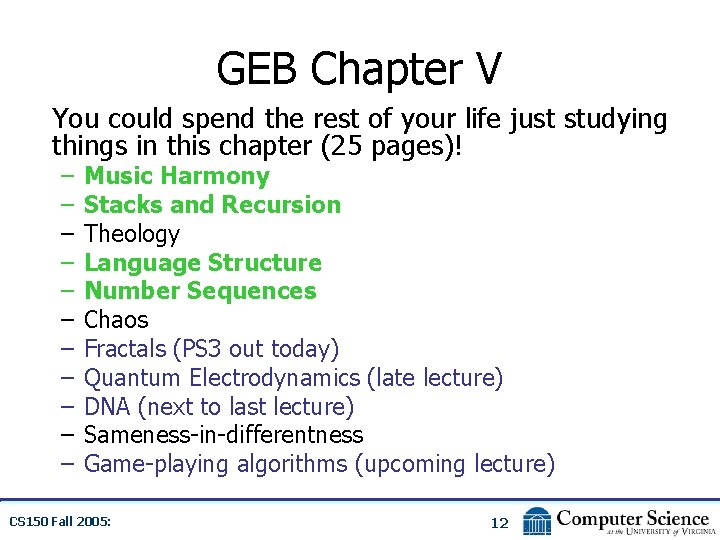 GEB Chapter V You could spend the rest of your life just studying things