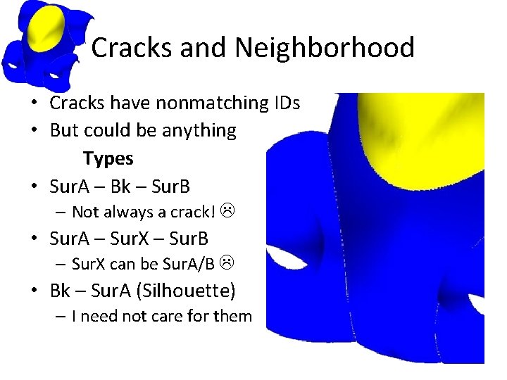 Cracks and Neighborhood • Cracks have nonmatching IDs • But could be anything Types