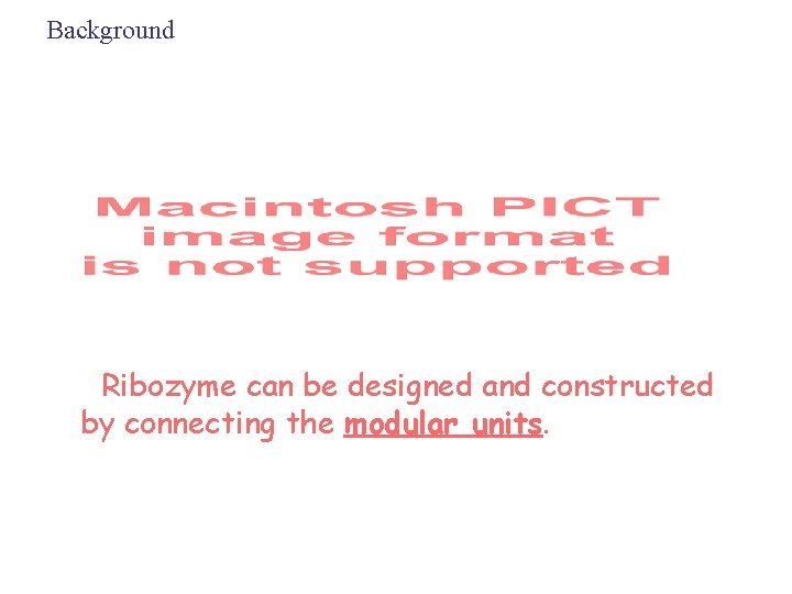 Background　 　Ribozyme can be designed and constructed by connecting the modular units. 