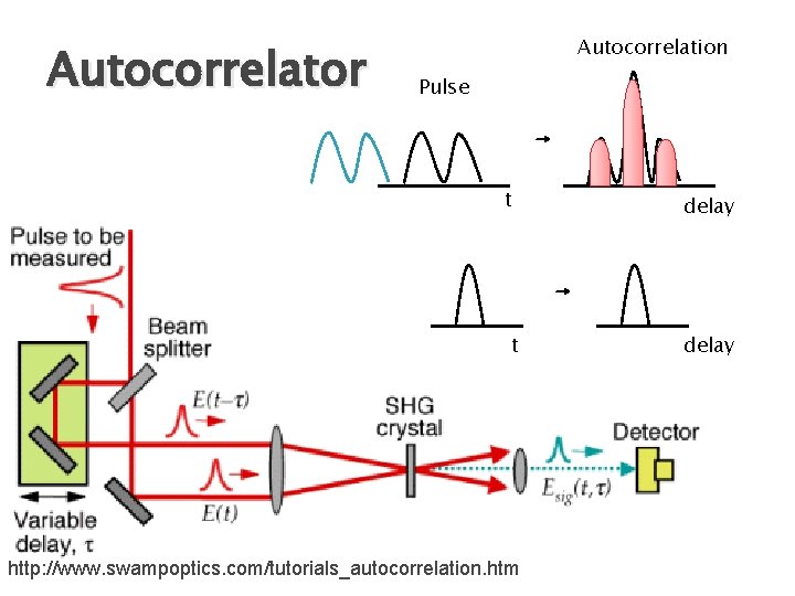 Autocorrelator Autocorrelation Pulse t t http: //www. swampoptics. com/tutorials_autocorrelation. htm delay 