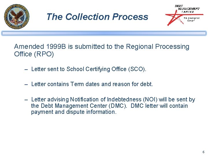 The Collection Process Amended 1999 B is submitted to the Regional Processing Office (RPO)