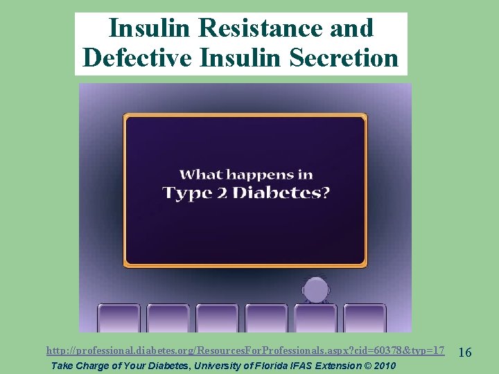 Insulin Resistance and Defective Insulin Secretion http: //professional. diabetes. org/Resources. For. Professionals. aspx? cid=60378&typ=17