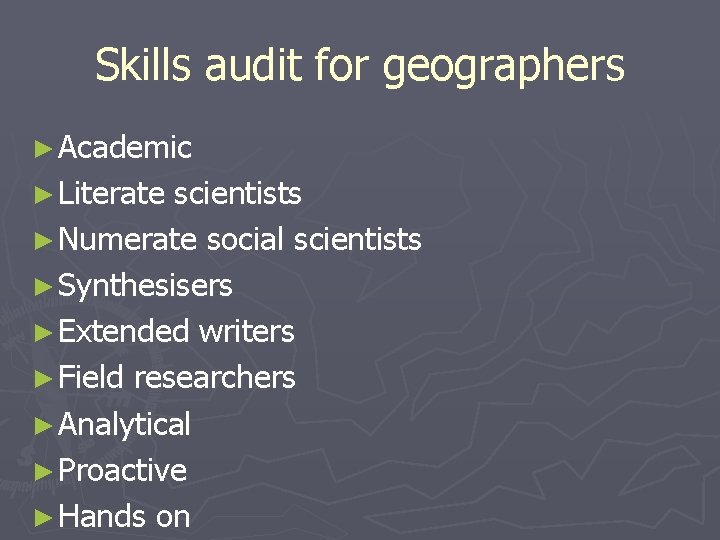 Skills audit for geographers ► Academic ► Literate scientists ► Numerate social scientists ►