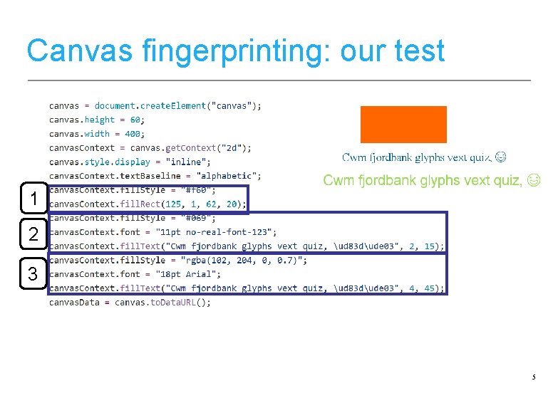 Canvas fingerprinting: our test 1 2 3 5 