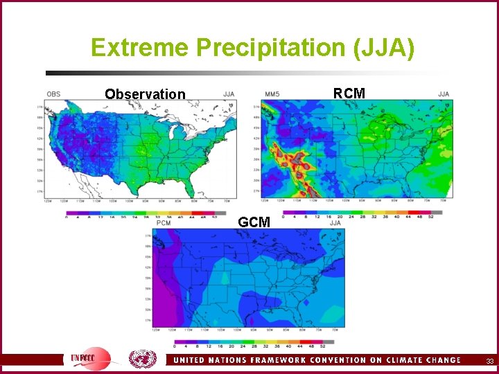 Extreme Precipitation (JJA) RCM Observation GCM 33 
