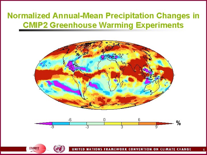 Normalized Annual-Mean Precipitation Changes in CMIP 2 Greenhouse Warming Experiments -6 -9 0 -3