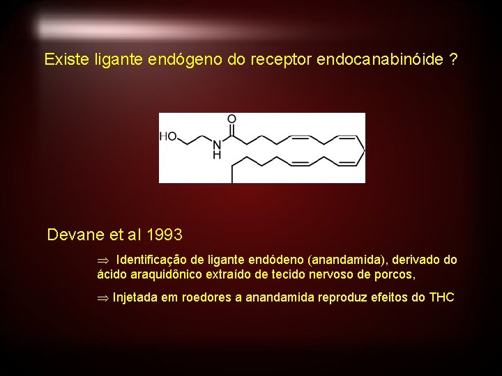 Existe ligante endógeno do receptor endocanabinóide ? Devane et al 1993 Identificação de ligante