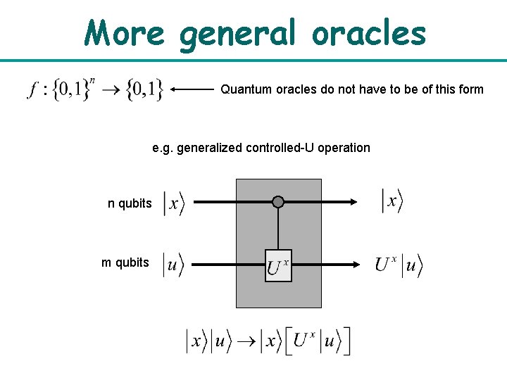 More general oracles Quantum oracles do not have to be of this form e.