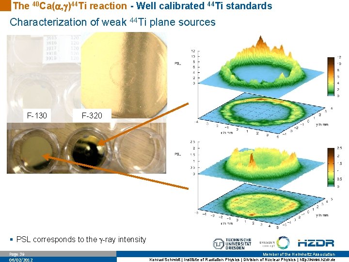 The 40 Ca( , )44 Ti reaction - Well calibrated 44 Ti standards Characterization