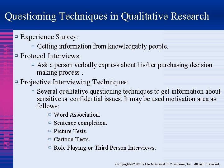Questioning Techniques in Qualitative Research ù Experience Survey: 1995 7888 4320 000001 00023 ù