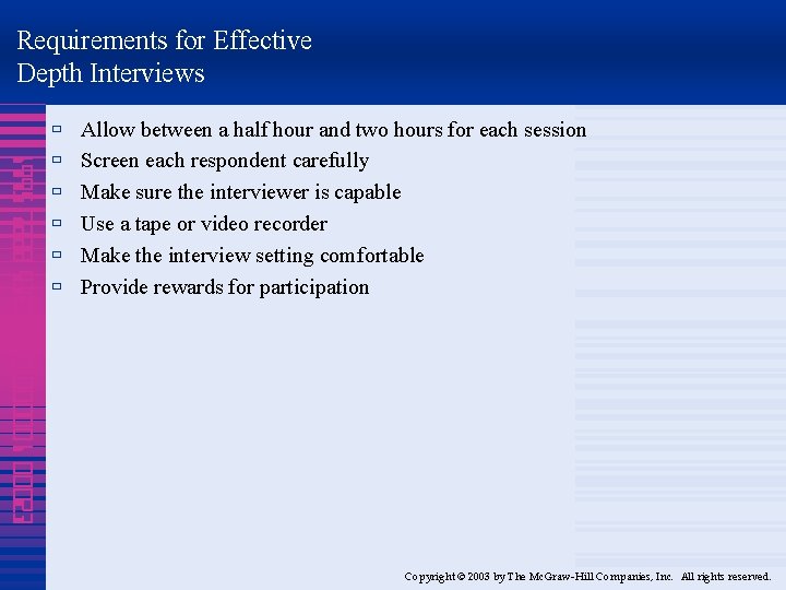 Requirements for Effective Depth Interviews 1995 7888 4320 000001 00023 ù ù ù Allow