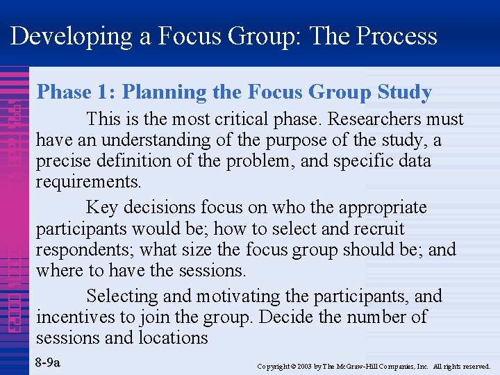 Developing a Focus Group: The Process 1995 7888 4320 000001 00023 Phase 1: Planning