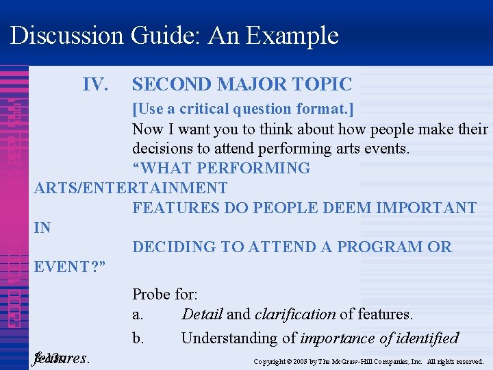 Discussion Guide: An Example IV. SECOND MAJOR TOPIC 1995 7888 4320 000001 00023 [Use