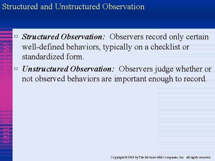 Structured and Unstructured Observation 1995 7888 4320 000001 00023 ù Structured Observation: Observers record