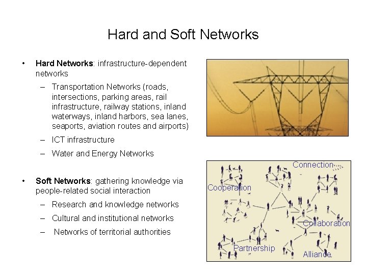Hard and Soft Networks • Hard Networks: infrastructure-dependent networks – Transportation Networks (roads, intersections,