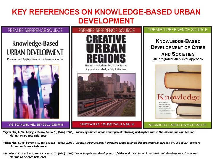 KEY REFERENCES ON KNOWLEDGE-BASED URBAN DEVELOPMENT PREMIER REFERENCE SOURCE KNOWLEDGE-BASED DEVELOPMENT OF CITIES AND