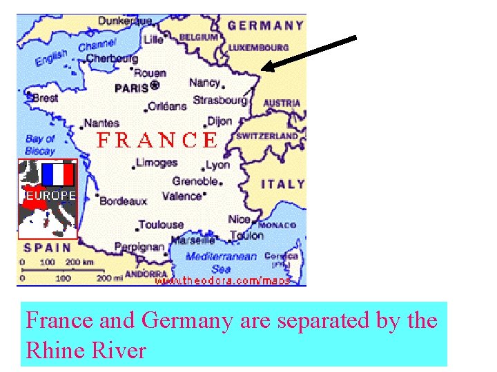 France and Germany are separated by the Rhine River 