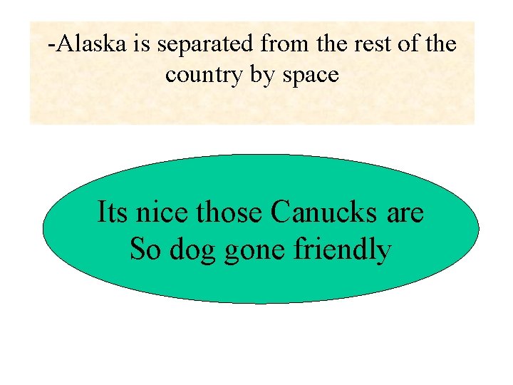 -Alaska is separated from the rest of the country by space Its nice those