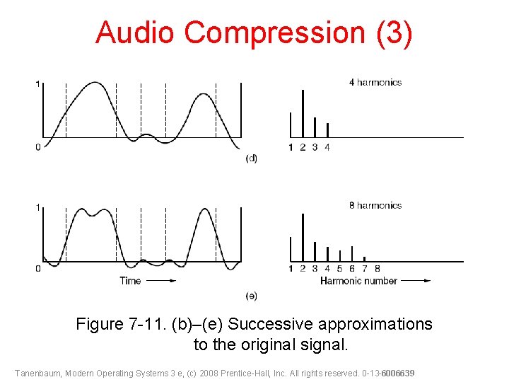 Audio Compression (3) Figure 7 -11. (b)–(e) Successive approximations to the original signal. Tanenbaum,