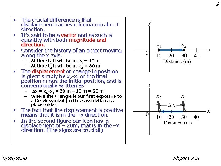 9 • • • The crucial difference is that displacement carries information about direction.