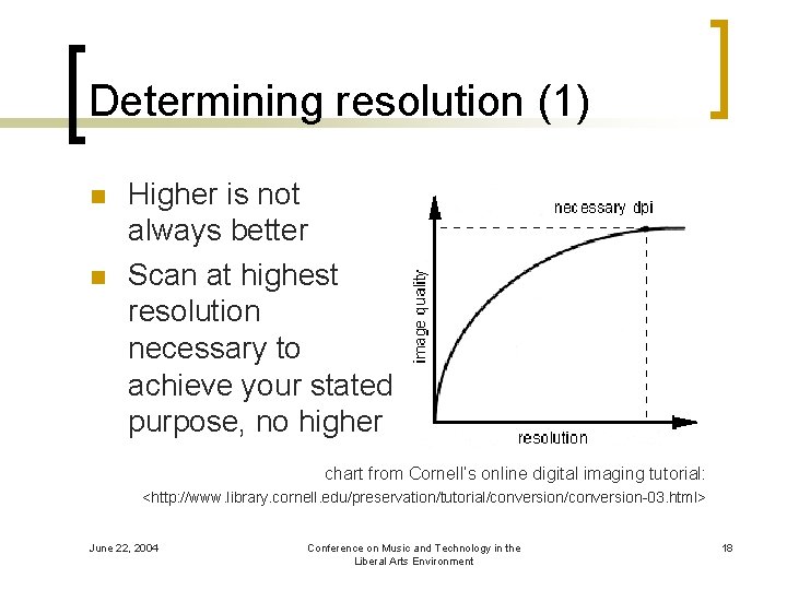 Determining resolution (1) n n Higher is not always better Scan at highest resolution