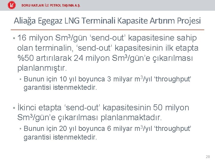 BORU HATLARI İLE PETROL TAŞIMA A. Ş. Aliağa Egegaz LNG Terminali Kapasite Artırım Projesi