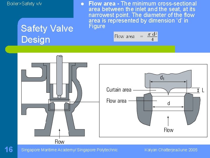 Boiler>Safety v/v Safety Valve Design 16 l Flow area - The minimum cross-sectional area