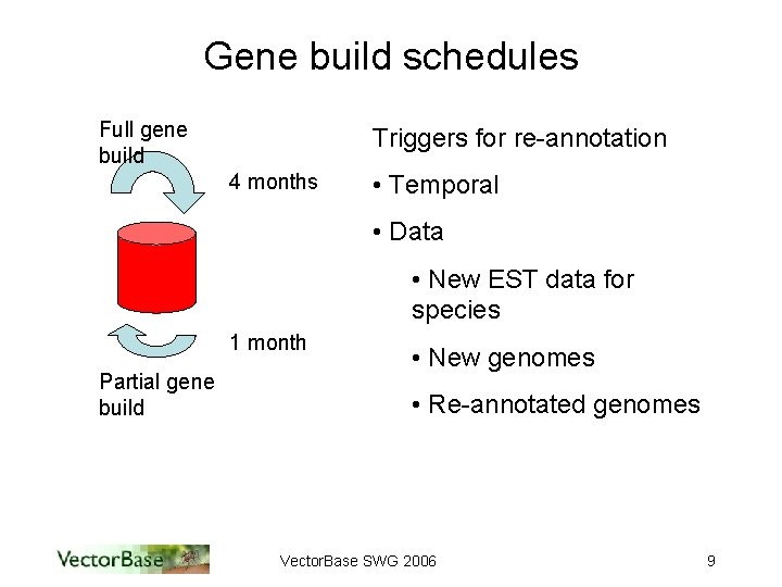 Gene build schedules Full gene build Triggers for re-annotation 4 months • Temporal •
