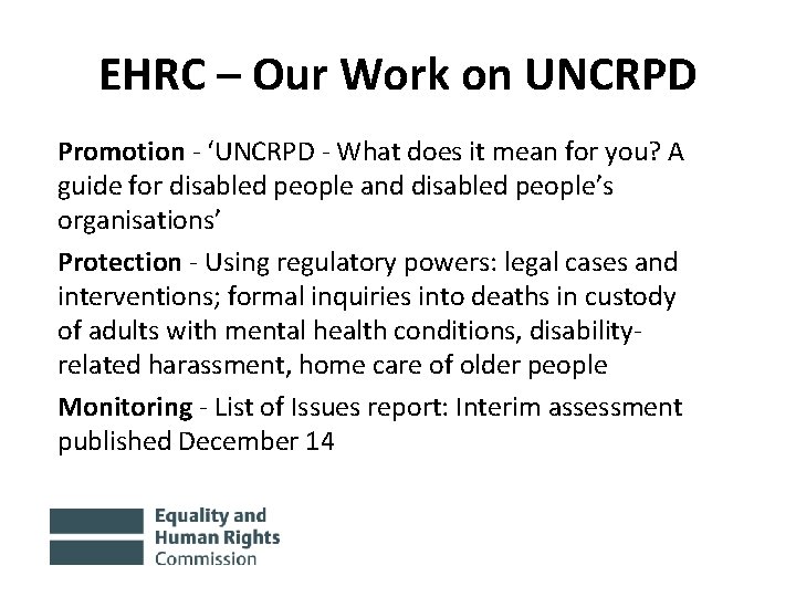 EHRC – Our Work on UNCRPD Promotion - ‘UNCRPD - What does it mean