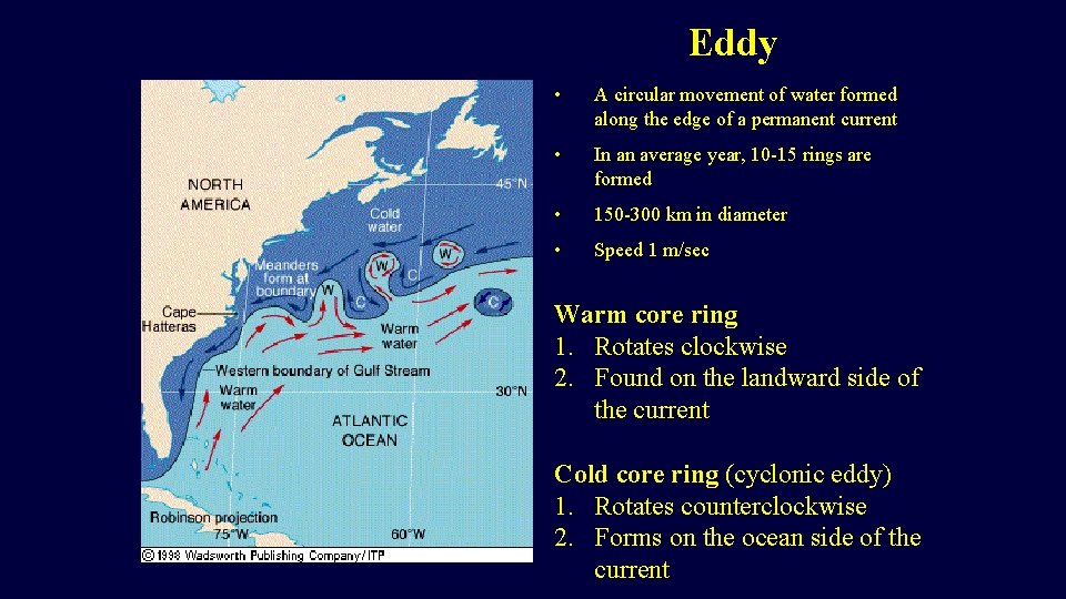 Eddy • A circular movement of water formed along the edge of a permanent Eddy • A circular movement of water formed along the edge of a permanent