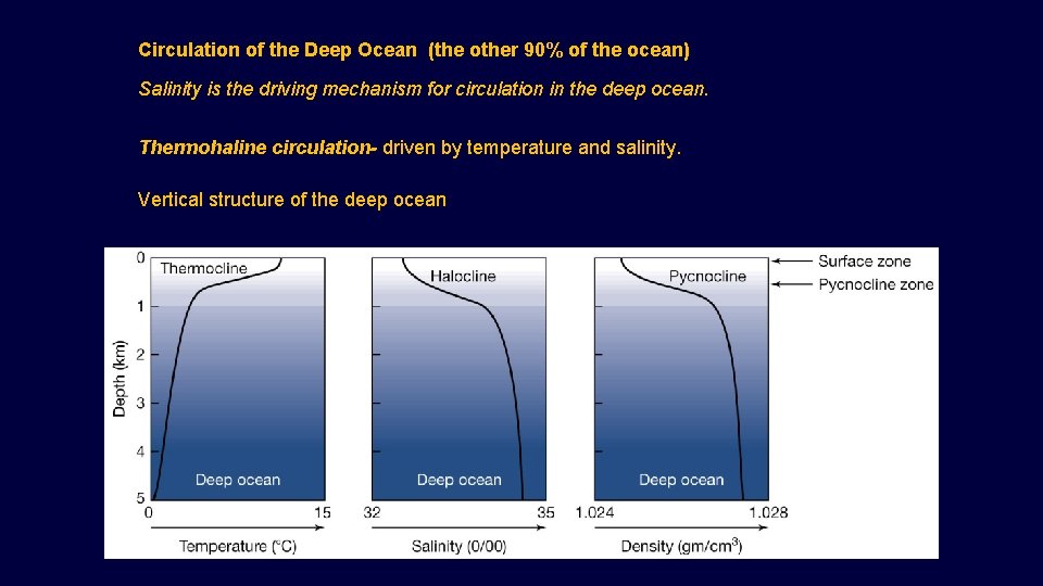 Circulation of the Deep Ocean (the other 90% of the ocean) Salinity is the