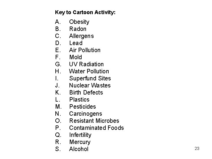 Key to Cartoon Activity: A. B. C. D. E. F. G. H. I. J.