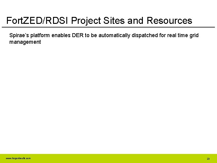 Fort. ZED/RDSI Project Sites and Resources Spirae’s platform enables DER to be automatically dispatched