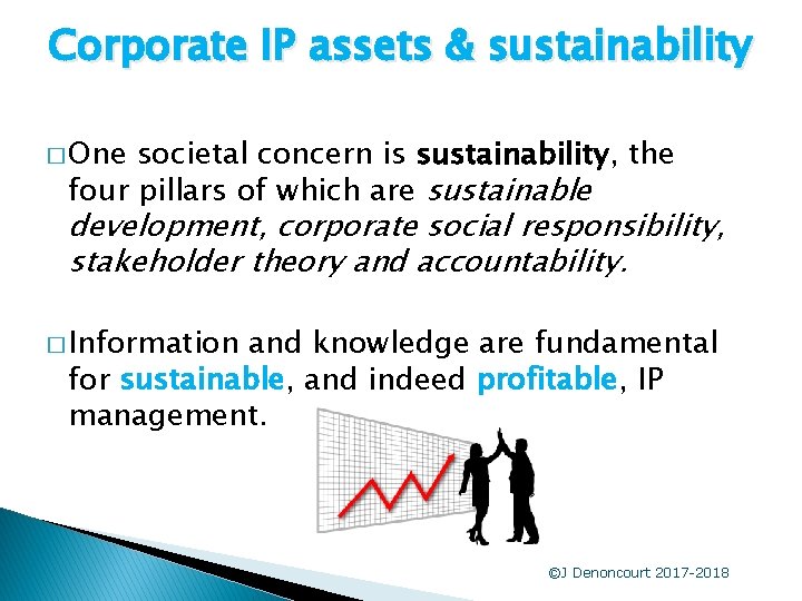 Corporate IP assets & sustainability � One societal concern is sustainability, the four pillars