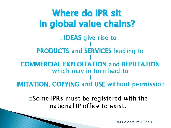 Where do IPR sit in global value chains? � IDEAS give rise to ↓