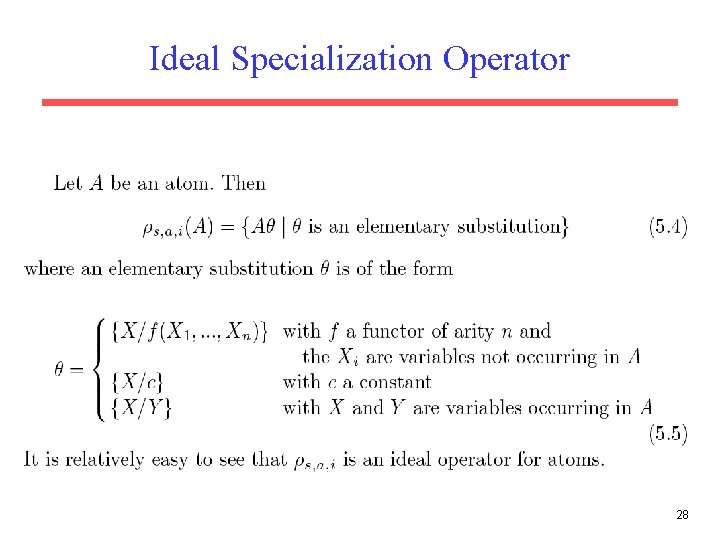 Ideal Specialization Operator 28 Ideal Specialization Operator 28