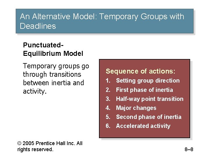 An Alternative Model: Temporary Groups with Deadlines Punctuated. Equilibrium Model Temporary groups go through