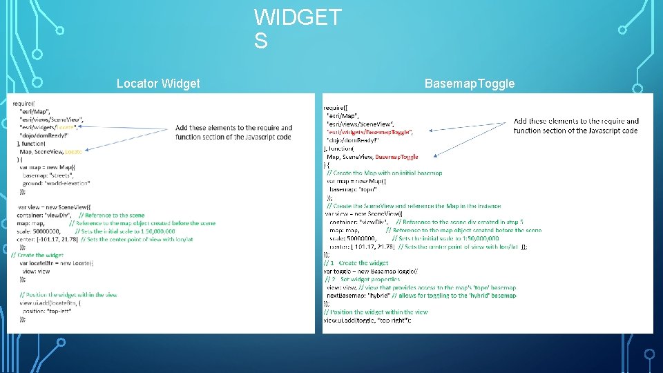 WIDGET S Locator Widget Basemap. Toggle Widget 