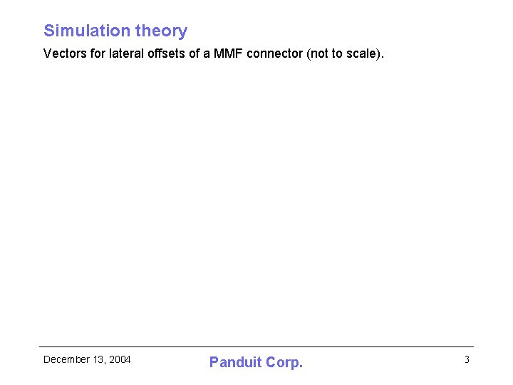 Simulation theory Vectors for lateral offsets of a MMF connector (not to scale). December