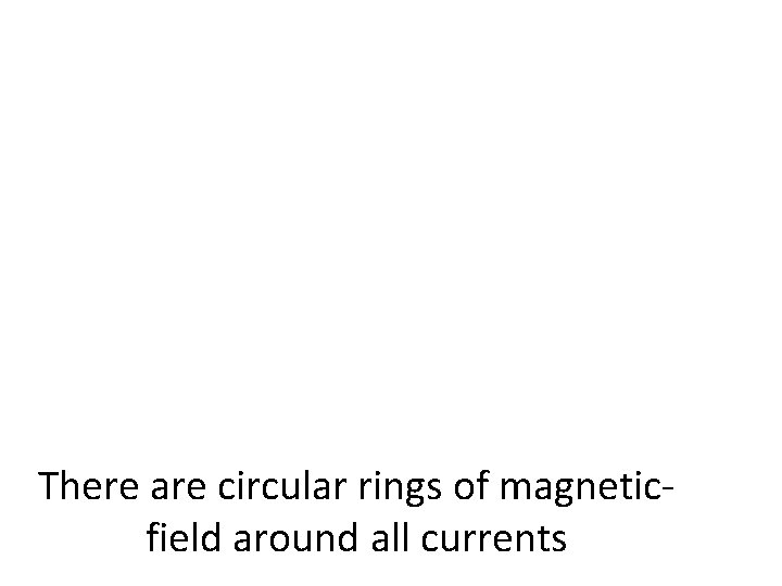 There are circular rings of magneticfield around all currents 