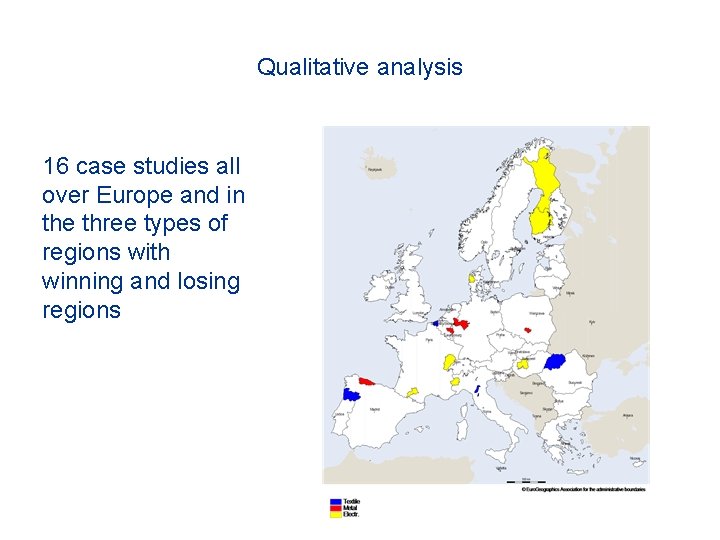 Qualitative analysis 16 case studies all over Europe and in the three types of
