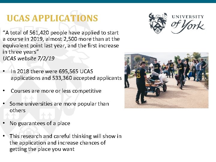 UCAS APPLICATIONS “A total of 561, 420 people have applied to start a course