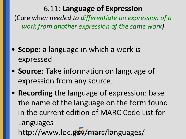 6. 11: Language of Expression (Core when needed to differentiate an expression of a