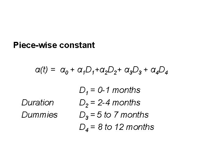 Piece-wise constant α(t) = α 0 + α 1 D 1+α 2 D 2+