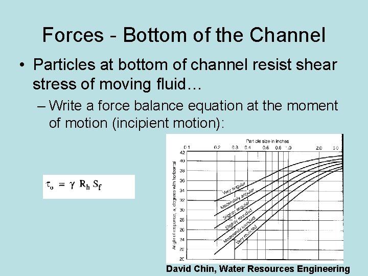 Forces - Bottom of the Channel • Particles at bottom of channel resist shear