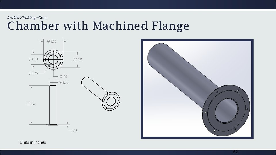 Initial Testing Plan: Chamber with Machined Flange Units in inches 52 
