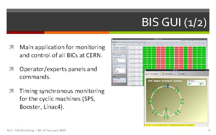 BIS GUI (1/2) Main application for monitoring and control of all BICs at CERN.