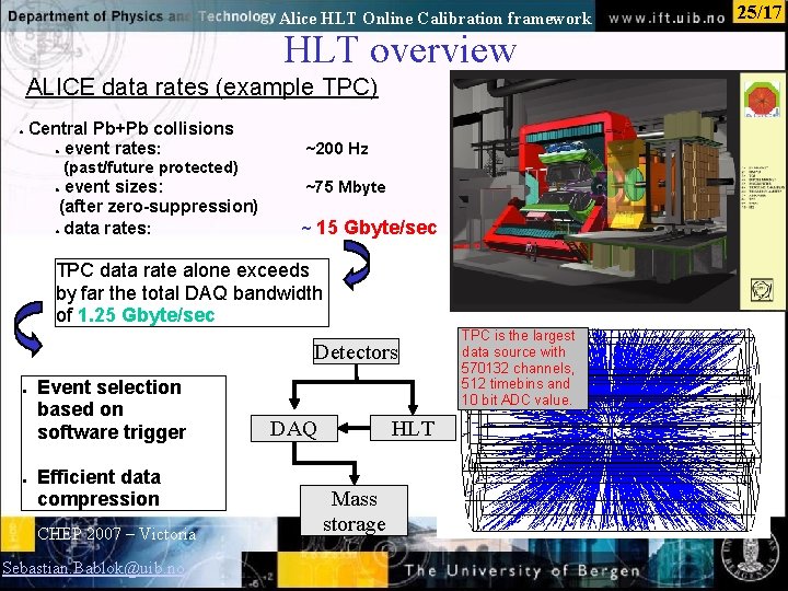 Alice HLT Online Calibration framework HLT overview ALICE data rates (example TPC) ● Central